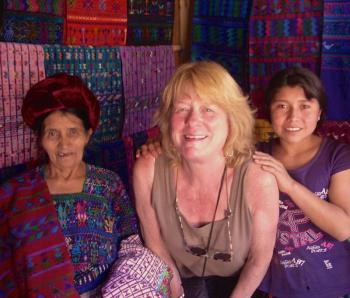 Diana Kerr with weavers in the village of Santa Catarina Palopo, Guatemala. Courtesy of Kathleen Jones
