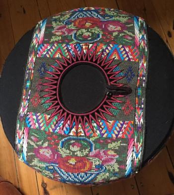 An ottoman covered with a huipil from Guatemala. SUZI THAYER/Boothbay Register