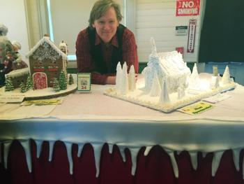 Kevin Kiley designed most of the sets for the Gingerbread Spectacular, and made the cloth icicles hanging from all the tables and other places. SUZI THAYER/Boothbay Register