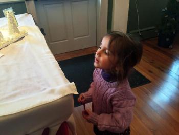Sophie Simard was one of many wide-eyed young spectators at the Gingerbread Spectacular. SUZI THAYER/Boothbay Register