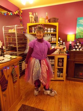 Kim Martin of Eventide dressed up for Men’s Night as a sugar plum fairy. Check out the shoes! KATRINA CLARK/Boothbay Register