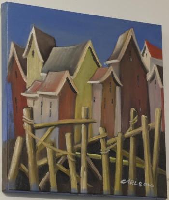 “Pier & Homes,” oil by Ken Carlson