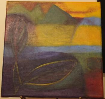 Heidi Daub’s “River Runs Through” 10” x 10” acrylic on linen