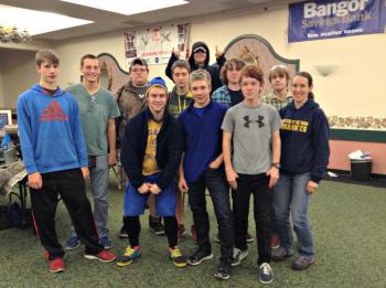 The Boothbay Region High School Robotics teams at the VEX tournament. Pictured from left, front row: Morgen Wilson, Collin Thompson, Dimitry Gosselin, Noah Sherburne, Emily Higgins. Middle row: Shane Johnson, Taylor Jackson, Griffin Kane, Jake Brewer and Andrew Hawke. Back row: John Marshall. Courtesy of Emily Higgins