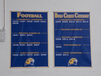 Consolidated banners for football and cross country. KATRINA CLARK/Boothbay Register
