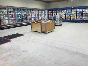 Liquor and other items have been temporarily moved from this area of the store to allow for floor replacement. SUZI THAYER/Boothbay Register