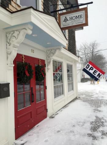 The front entrance of Ae Home on Townsend Ave. in Boothbay Harbor, with its new sign made by Jeff Brown of Southport. SUZI THAYER/Boothbay Register