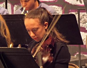 Ellie Demmons plays violin in Boothbay Region High School Seahawk Symphonic Band. KATRINA CLARK/Boothbay Register