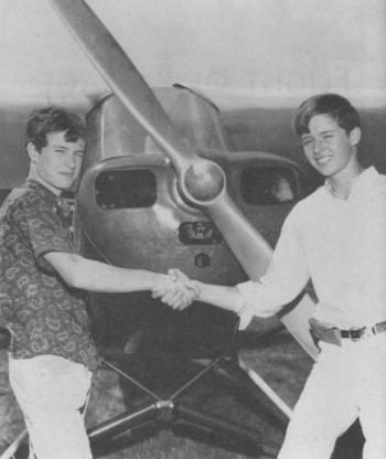In 1966, when Rinker Buck was 15 and his older brother Kernahan was 17, they rebuilt an old 90-horsepower Piper Cub in their New Jersey barn over the winter and that July flew it California, learning only after they arrived on the Pacific coast that they were the youngest aviators in history to make the coast-to-coast flight. Courtesy of Rinker Buck
