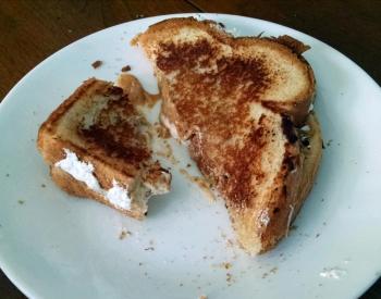Holly Hargrove comforted herself with a grilled Fluffernutter between shoveling snow off roofs. Courtesy of Holly Hargrove