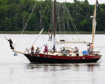 Pirate Ship: The S/V Must Roos is the flagship of the Dark Rose Pirates, and one of the attacking vessels during the Damariscotta River Pirate Rendezvous, scheduled for June 20 in Damariscotta. The vessel is a 57-foot topsail yawl armed with four deck guns. Courtesy of Damariscotta River Pirate Rendezvous