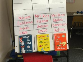 Mrs. Rice’s pre-K class took a survey about their favorite Dr. Seuss books. KATRINA CLARK/Boothbay Register