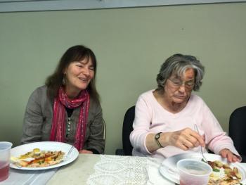 Executive Director of the ElderCare Network Andrea Handel, left, eats lunch with Hodgdon Green resident Peggy Frantz. KATRINA CLARK/Boothbay Register