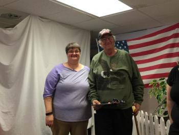 Resident Care Director Angela Eastman, left, and her father Archie Brewer, one of the honored veterans. KATRINA CLARK/Boothbay Register