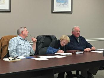 Members of the Boothbay Harbor Board of Appeals: from left, Scott See, Chairman Gloria Taliana and Howard Hennigar. Palmer Payne was not present. KATRINA CLARK/Boothbay Register