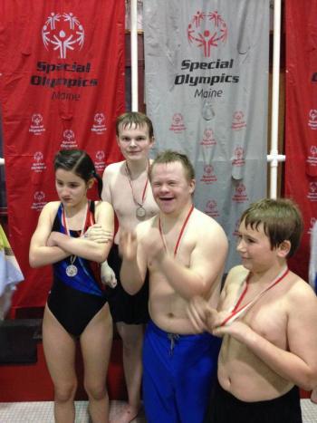 Silver medalists for Senior Relay. From left are Grace Giles, Adam Jackimovicz, Danny Miller and Logan Posey. Courtesy of Toby LeConte