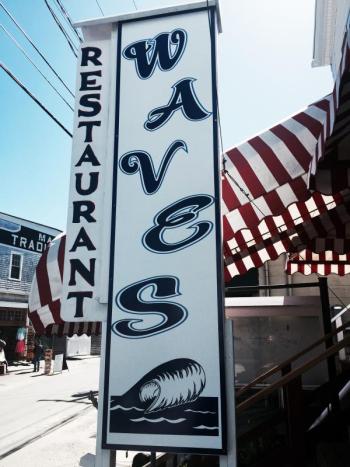 The sign at the new restaurant, Waves Restaurant, in Boothbay Harbor. SUZI THAYER/Boothbay Register