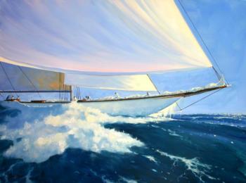 “White on Blue,” oil by Brad Betts