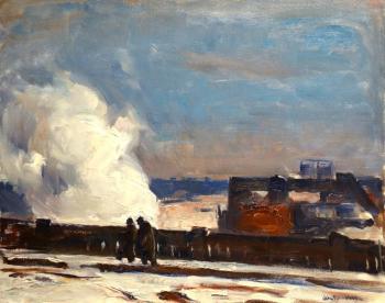 John Fulton Folinsbee “Jersey City Ramp,” oil on canvas, 24” x 30” is another example of the fine art in the upcoming exhibition. Courtesy of Wiscasset Bay Gallery John Fulton Folinsbee “Jersey City Ramp”