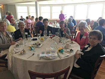 A table of volunteers enjoy the dessert course at the annual luncheon. From left are Debra Rush, Anne Butler, Karen Gilbert, Jenny Brown, Joanne Annino and Eleanor Dodge. KATRINA CLARK/Boothbay Register