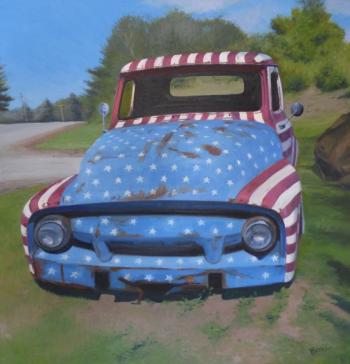 Kevin Beers’ “Stars and Stripes,” oil on canvas, 36 x 36. Kevin Beers’ Stars and Stripes
