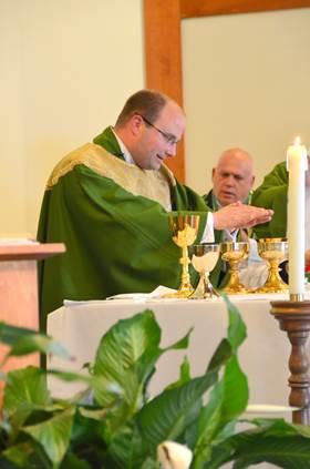 Father Steven Cartwright at his first Mass. Courtesy of Lois Czerniak, Roman Catholic Diocese of Portland