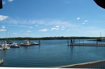 The view from the deck of Lobsterman’s Wharf in East Boothbay. SUZI THAYER/Boothbay Register