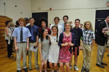 The Boothbay Region Elementary School Midcoast United Soccer Team at eighth grade graduation. Courtesy of Kerrin Erhard