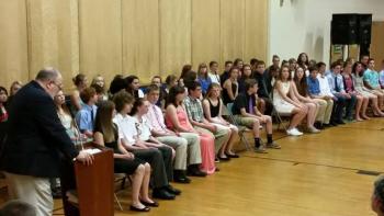 The graduating class of eighth graders at Boothbay Region Elementary School. Courtesy of Kerrin Erhard
