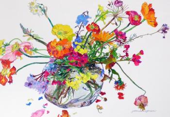 Jean Swan Gordon’s 26” x 40” watercolor entitled, “Mixed Bouquet” is one of the works in the late artist’s show, “Selections From the Estate,” now being exhibited at Gleason Fine Art. The Boothbay Harbor gallery’s second show displays the talents of Kevin Beers “The View From Here.” Courtesy of Gleason Fine Art Jean Swan Gordon