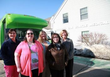 Pictured from left are: Lincoln Medical Partners Nurse Angela Poland, RN, Lincoln Medical Partners Family Medicine Customer Service Representative Christina Parsons, Lincoln Medical Partners Pediatrics Customer Service Representative Sara Himes, Lincoln Medical Partners Waldoboro Practice Manager Sheila Irving and Lincoln Medical Partners Director of Primary Care Lisa Bowers. Courtesy of Alan Crowell