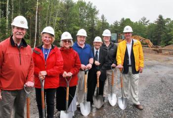 Pictured at the groundbreaking are, from left: LincolnHealth President and CEO James Donovan, LincolnHealth Senior Vice President of Home Health and Senior Living Judy McGuire, St. Andrews Village Executive Director Wendy Roberts, Wesley Zimmerli, the Rev. Dr. Robert Zimmerli, Laurie Zimmerli and LincolnHealth Chairman of the Board Jeff Curtis. Courtesy of Alan Crowell