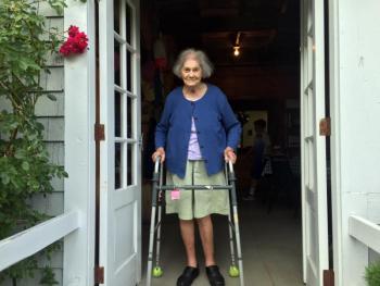 Bennie Alice Moore, 92, mans the gift shop at Cabbage Island. SUZI THAYER/Boothbay Register