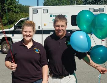 Robyn Ham and Chris Taylor, organizers of the first ever Health and Safety Fair at the Boothbay Region Ambulance Service facility. ART MAYERS/Boothbay Register