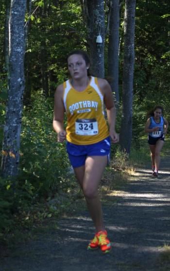 Lincoln Hamblett finished 14th overall and 4th for the Lady Seahawks in a time of 25:03. SUE MELLO/Boothbay Register Photo of Lincoln Hamblett