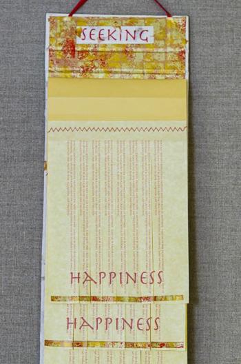 “Seeking Happiness,” by Sarah H. Harvey of Woolwich, is on view at Maine Fiberarts through Sept. 30. Courtesy of Christine Macchi Sarah S. Harvey, Woolwich ME