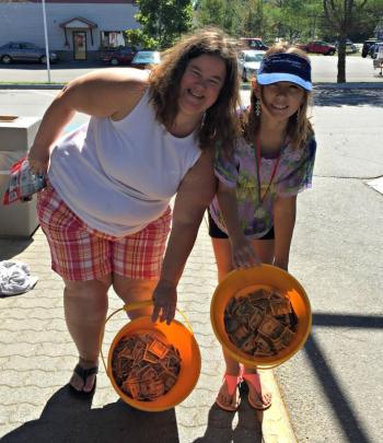 Sarah Riggens, left, with her daughter and Special Olympian Chloe Desjardins. Together they helped raise money for Special Olympics Maine on Saturday, Sept 12. KATRINA CLARK/Boothbay Register
