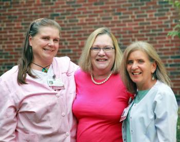 Breast cancer survivor Mary Craig, center, with LincolnHealth Mammography Technologists and Breast Health Case Managers Sandy Wilkie, left, and Nancy Duffy. Craig advocates for prevention services like mammography and regular checkups for all women. She chose LincolnHealth because she knew she would get high quality care with a personal touch at her community hospital. Courtesy photo