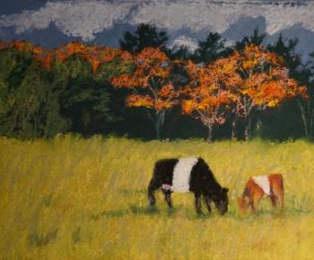 Judy Segal’s “Belted Galloway Mom and Calf” will be among her works in the new art show, “Autumn in Bath” at the Centre St Arts Gallery opening Sept. 25. Courtesy of the gallery Judy Segal