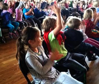 Natalie Flagg from BRES claps after the concert. KATRINA CLARK/Boothbay Register