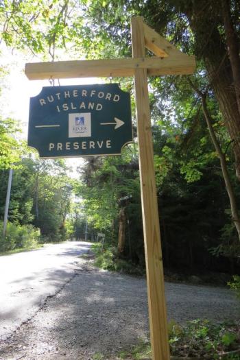 A new sign along West Side Road on Rutherford Island in South Bristol directs trail users to a new trailhead, where DRA’s latest public trail begins, providing a connection to the Damariscotta River. Courtesy photo