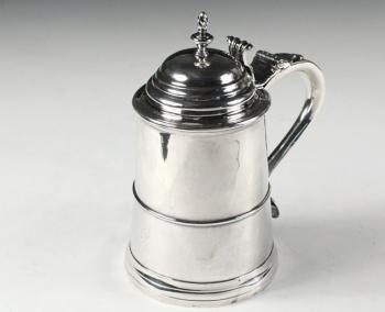 Important American coin silver tankard by Joseph Loring