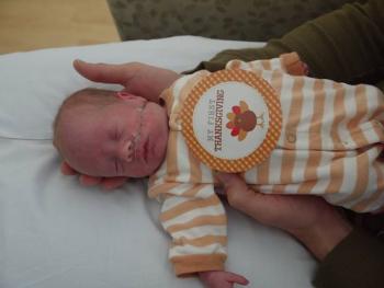 Baby Gabriel reached 4 pounds on Nov. 22 and spent his first Thanksgiving in the neonatal intensive care unit at Maine Medical Center. Courtesy photo.