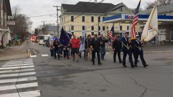 Area veterans lead the parade downtown. KATRINA CLARK/Boothbay Register