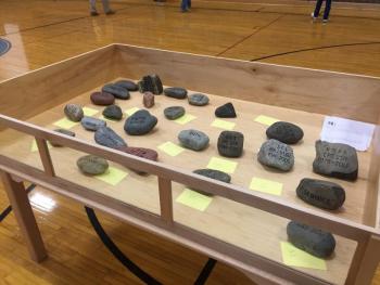 The filled case, which will be moved to the BRHS library for one month. KATRINA CLARK/Boothbay Register