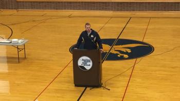 Principal Dan Welch talks about the Summit Project. KATRINA CLARK/Boothbay Register