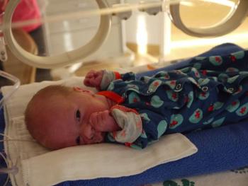 Baby Gabriel resting in the Maine Medical Center neo-natal intensive care unit in Portland. He was born 10 weeks premature due to his mother, Lynnette Adams Mayotte contracting a rare disease called preeclampsia. Courtesy photo