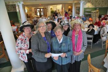 Pictured at the October 21 event at St. Andrews Village are, from left, Deirdre Amplo, Membership Chair; Lynne Cole, LCH Development Office; Linda Redman, Scholarship Chair and first place winner in Mad Hat competition; Carol Ostermann, incoming 2015 - 2017 Auxiliary president; Harriet Cowdery, volunteer, new member and second place winner; and Leslie Cook, outgoing Volunteer Chair and third place winner. Courtesy photo