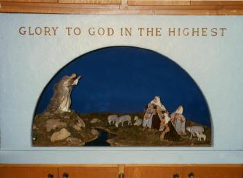 Second of three Nativity shadowboxes owned by the Dwight D. Eisenhower family. The figures were carved by Hanna Weis Fischer-Binder. Hanna Weil Fischer-Binder