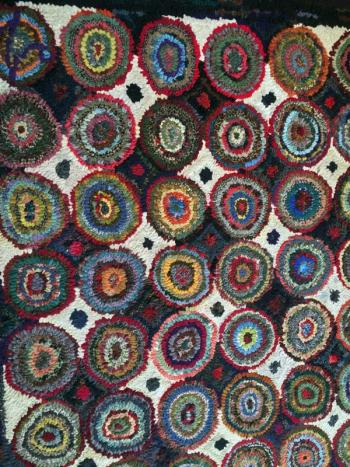 One of Susie Stephenson’s original rugs, made from recycled wool. SUZI THAYER/Boothbay Register
